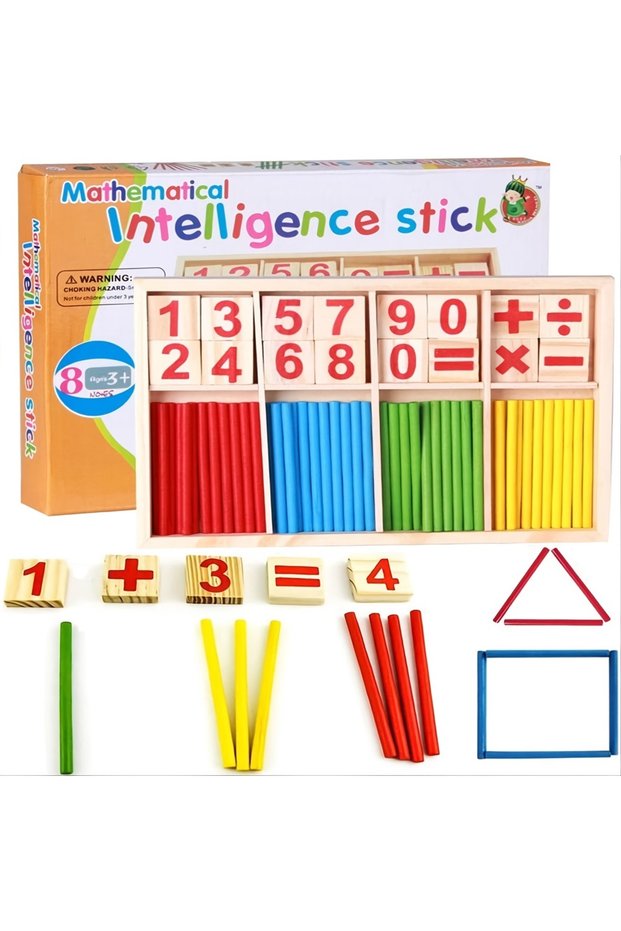 Woodiness Kids Montessori Wooden Educational Math Calculate Mathematics Games Counting Number Sticks