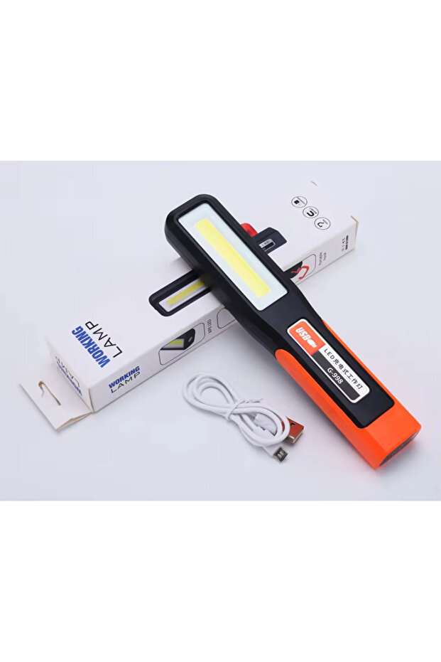 مصباح عمل LED قوي بتقنية COB، أسود اللون، قابل للشحن عبر منفذ USB، مناسب للسيارات وورش الصيانة والميكانيكا.