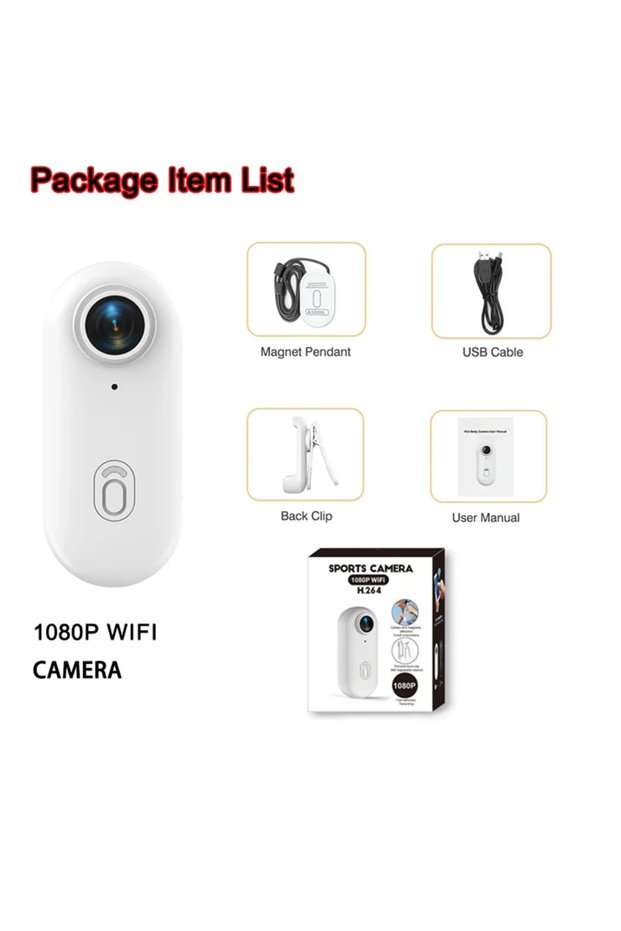 NONE Card 1080P-White 4K 1080P Mini Body Camera Helmet Handlebar Motorcycle Road Sport Cam Battery B
