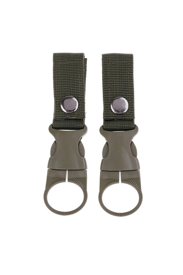 2Armygreen Molle Webbing Backpack Buckle Carabiners Attach Quickdraw Water Bottle Hanger Holder Outd