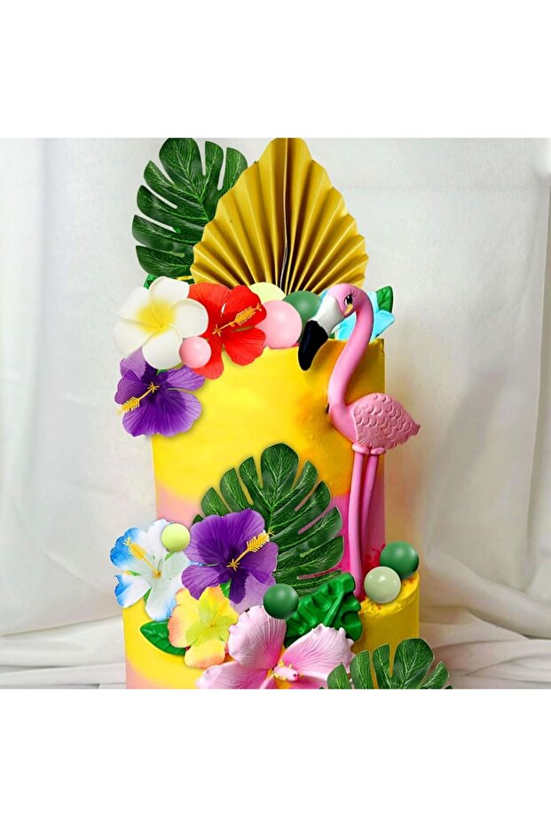 green LaVenty 43 PCS Hawaiian Cake Decorations Tropical Cake Topper Luau Cake Toppers Moana Cake Dec