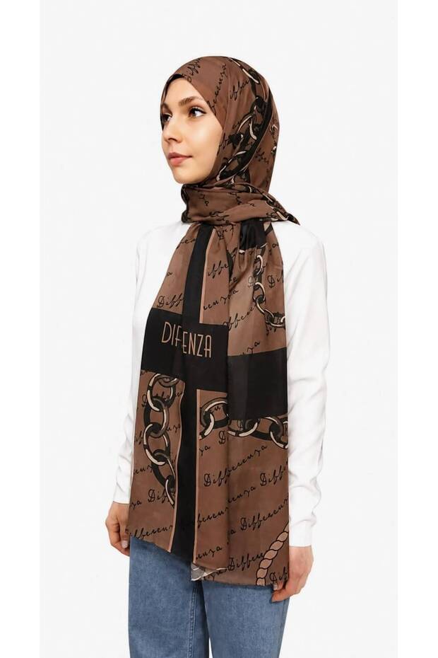 شال منقوش بسلسلة - مينك - 1