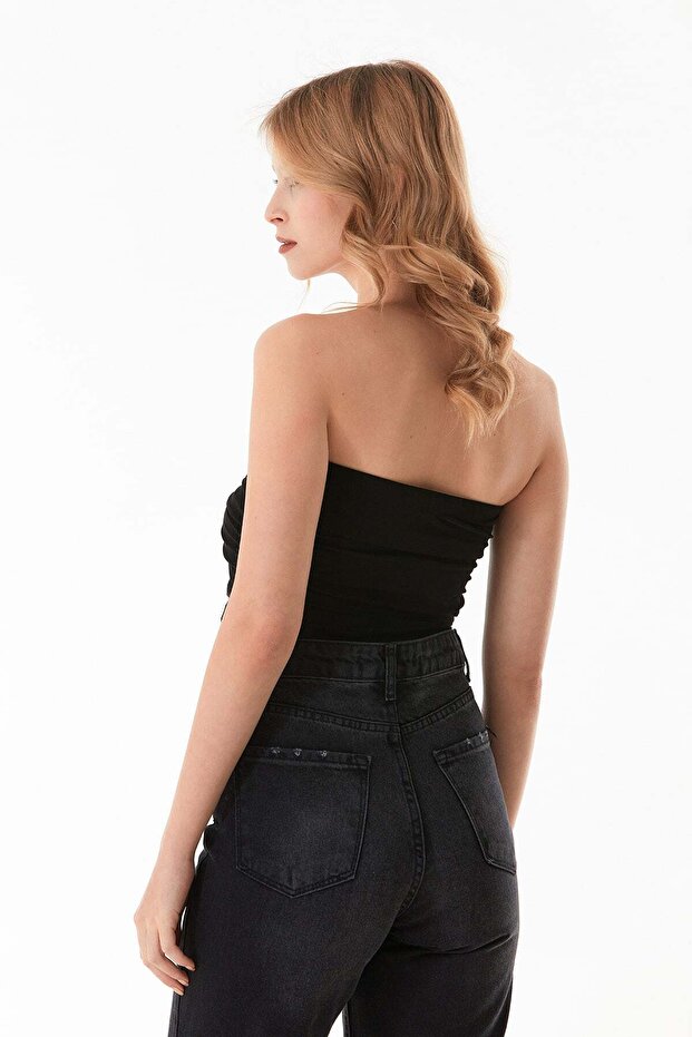 Basic Strapless Bustier with Draped Sides - 4