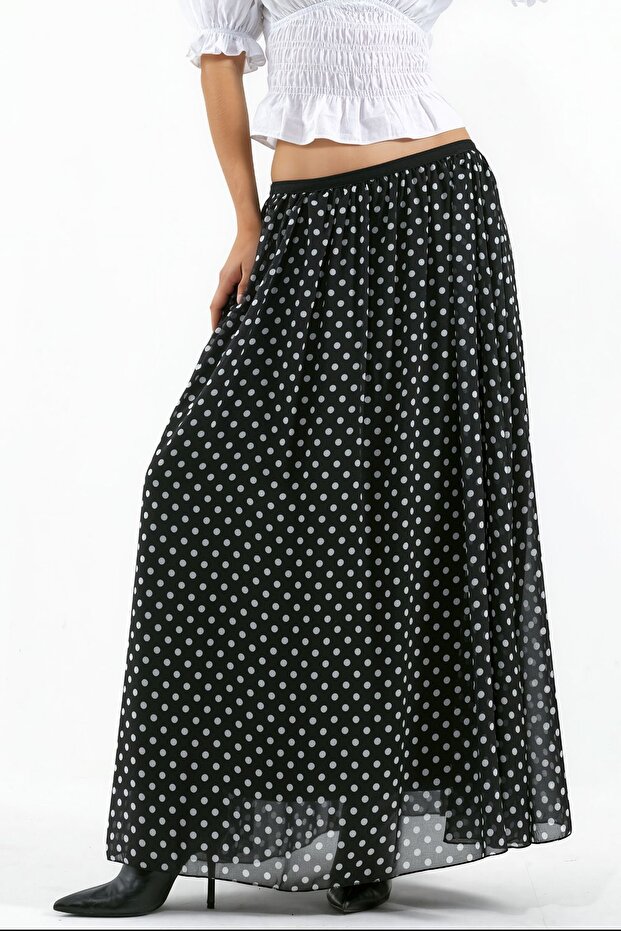 Bdart High Waist Polka Dot Long Skirt