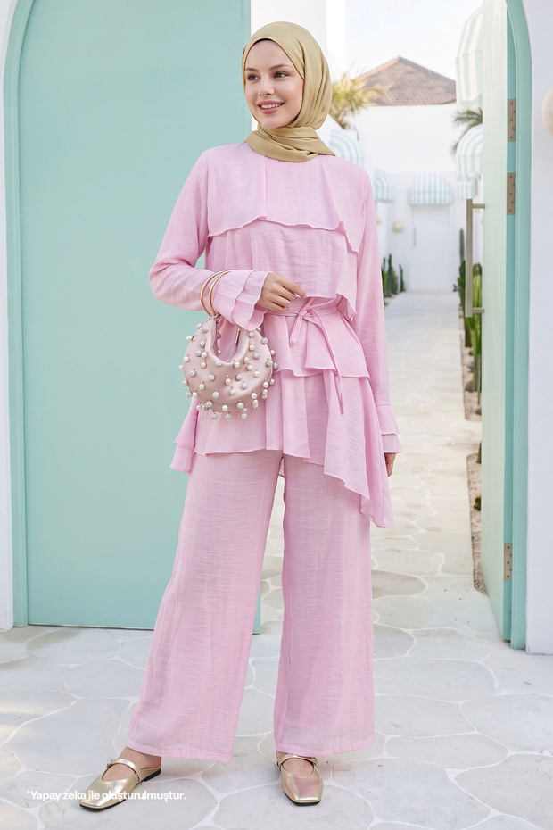 Layered Flared Pink Double Set