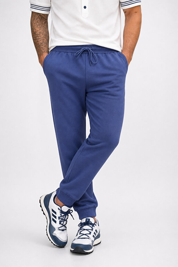 Plus Size Basic Sweatpants Full Lycra 11516 Indigo