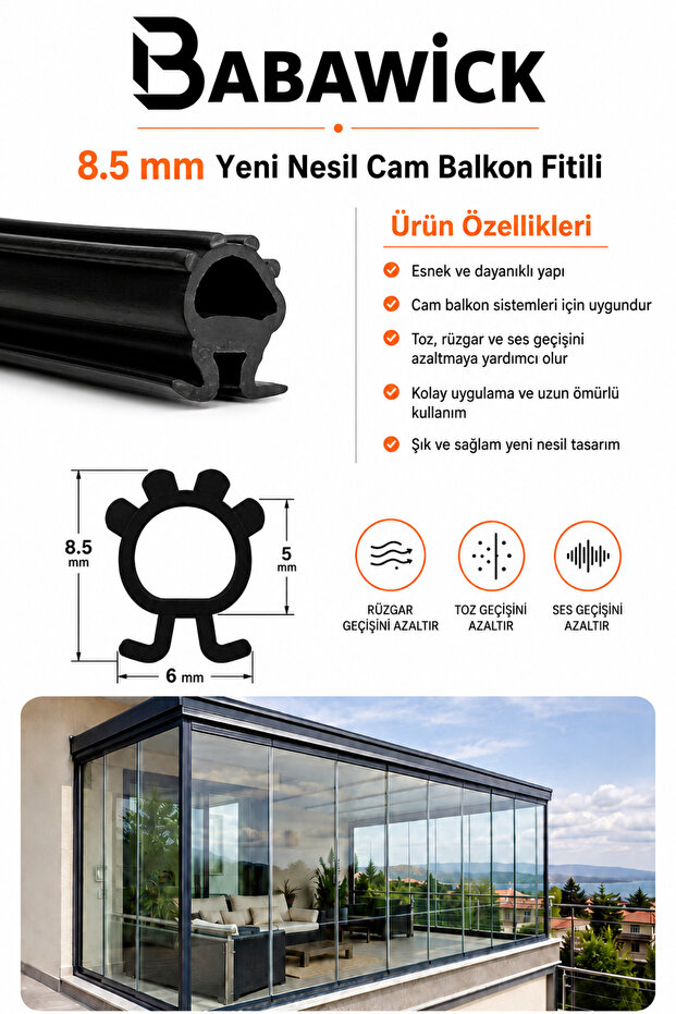 Glass Balcony Wick 8.5 mm Height 5 Meters Length Bristle Wick Alternative for Dust and Waterproofing