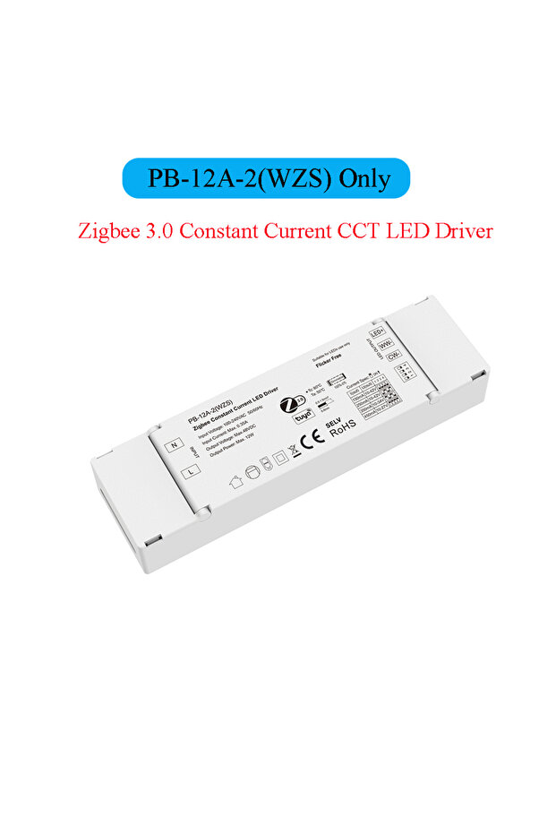 1 قطعة PB-12A-2(WZS) فقط TUYA Zigbee تيار مستمر CCT LED سائق قابل للتعتيم شريط LED مزود بالطاقة