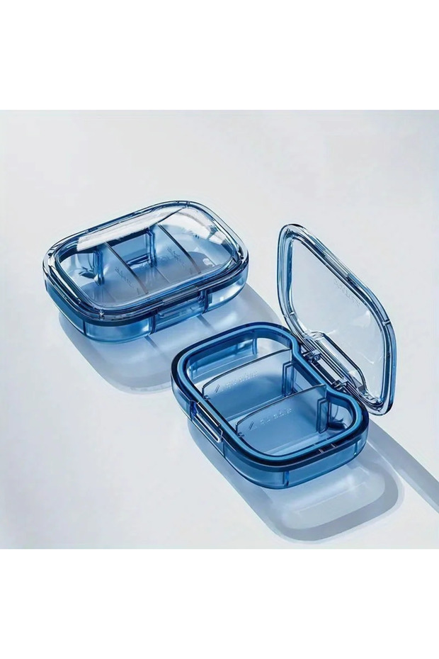 1PC Blue 3-Compartment Portable Mini Pill Box - Sealed, High-Quality Daily Pill Organizer for Mornin