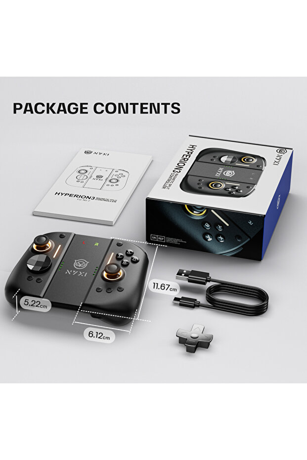 وحدة تحكم لاسلكية سوداء NYXI Hyperion 3 لجهاز Switch 2