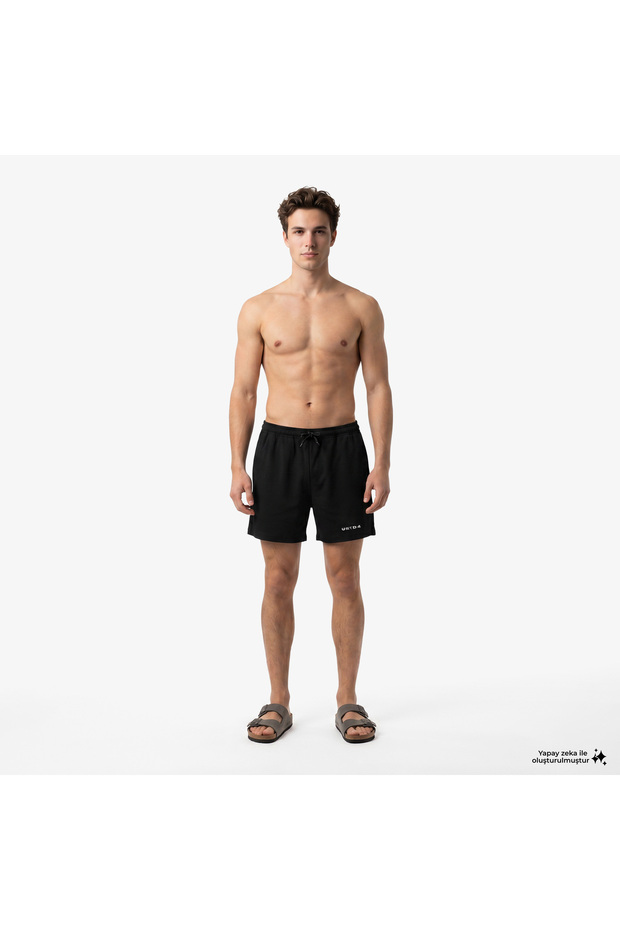 Comfort Fit Men's Black Swim Shorts