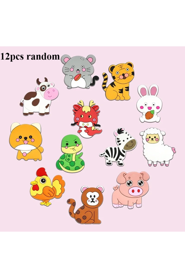 12pcs random 12pcs Cute Animal Fridge Magnets Set with Elephant, Giraffe,Cow, Sheep,Koala,Panda,Frog