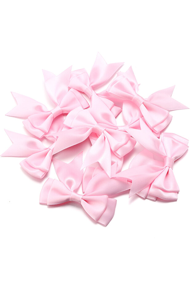 6cmx7cm Light Pink 10pcs/lot Satin Ribbon Bows Cute Colourful Dacron Double Layer Bowknot Bow Flower