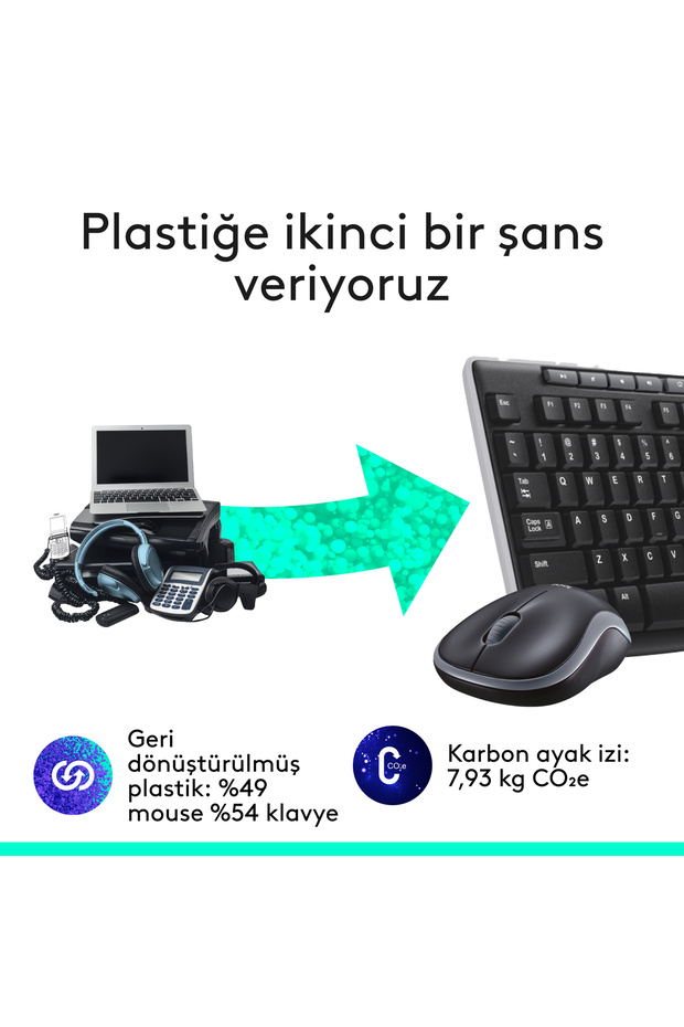 MK270 Kablosuz USB Alıcılı Türkçe Q Klavye Mouse Seti, Siyah 920-004525 - 5
