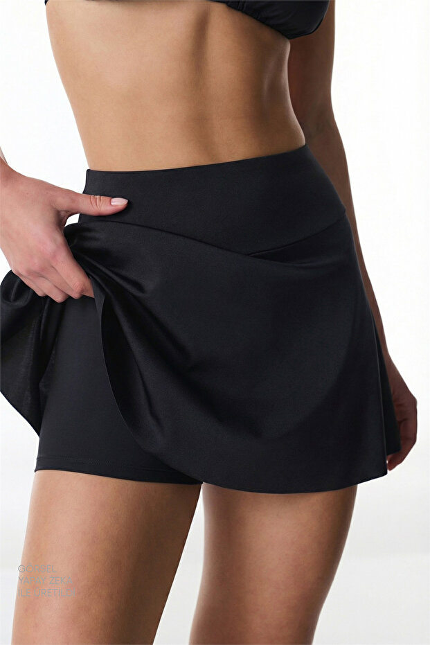 Black Shorts with Skirt - 4