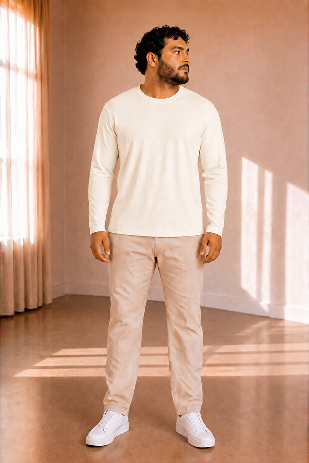 سويت شيرت رجالي بأكمام طويلة من نوع إنترلوك مقاس كبير S-M-L-XL-2XL