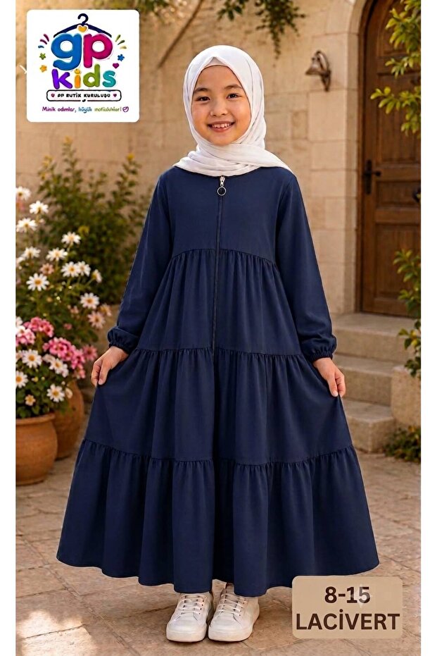 Children's Ferace Black 3 Layers Ruched Navy Blue