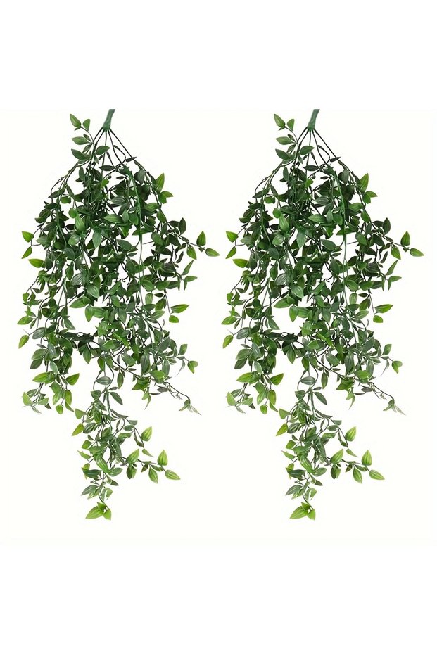 2PCS-without basin 2PCS Hanging Mandala Green Plant for Indoor Outdoor Living Room Yard Home Decor W