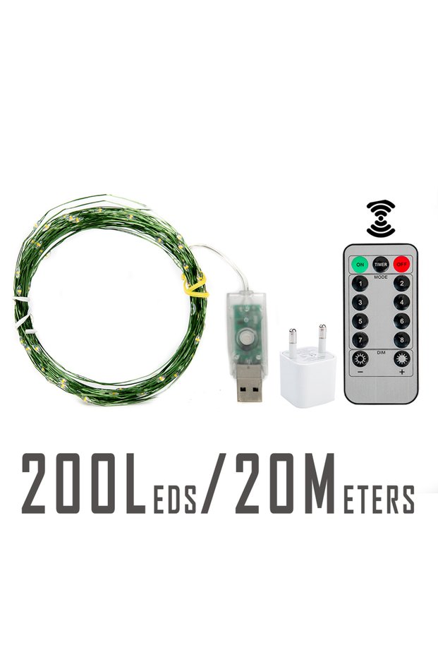 Warm White EU Plug 20 Meters 200 LEDs 10-200m LED String Lights Waterproof Fairy Garland with Remote