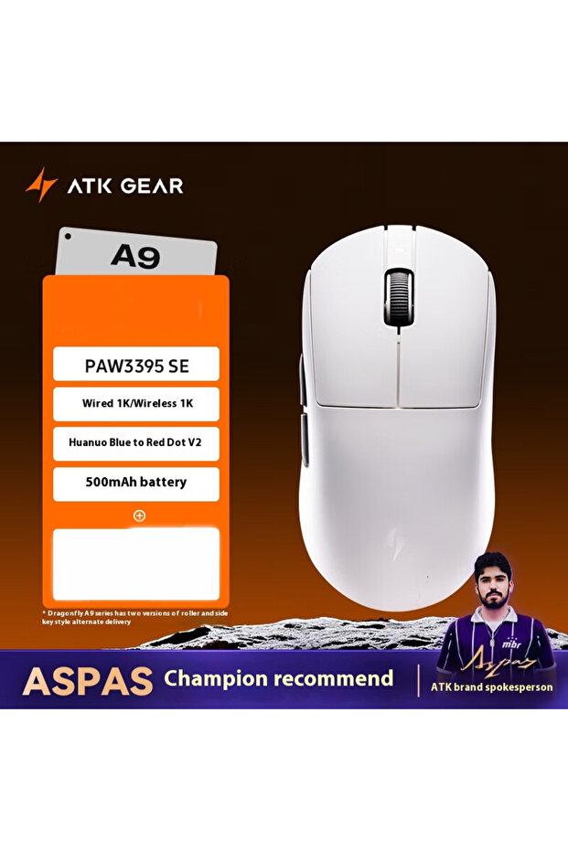 A9 White ATK A9 Ultra Wireless Gaming Mouse A9/A9 SE/A9 Plus/A9 Pro Tri-Mode 8K 53g Lightweight E-sp