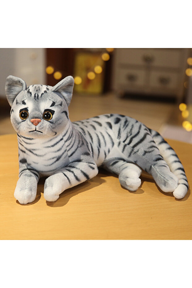 29cm dark gray 29cm Simulation American Shorthai &Siamese Cat Plush Stuffed Lifelike Doll Animal Pet