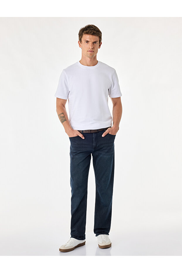 Regular Waist Cotton Straight Fit Jean Pants - Mark Jean