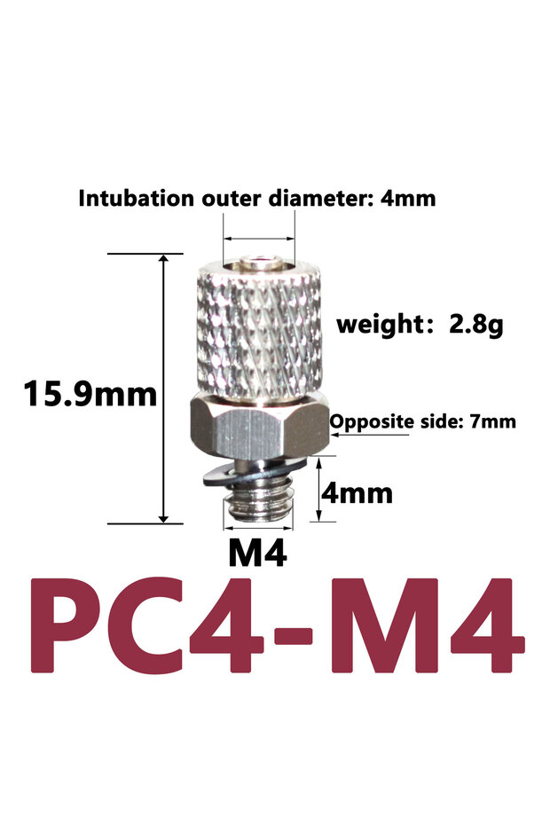 PC4-M4 10pcs Male Thread M3 M4 M5 M6 Air Tube 3mm 4mm 6mm OD Mini Pneumatic Pipe Connector Screw Thr