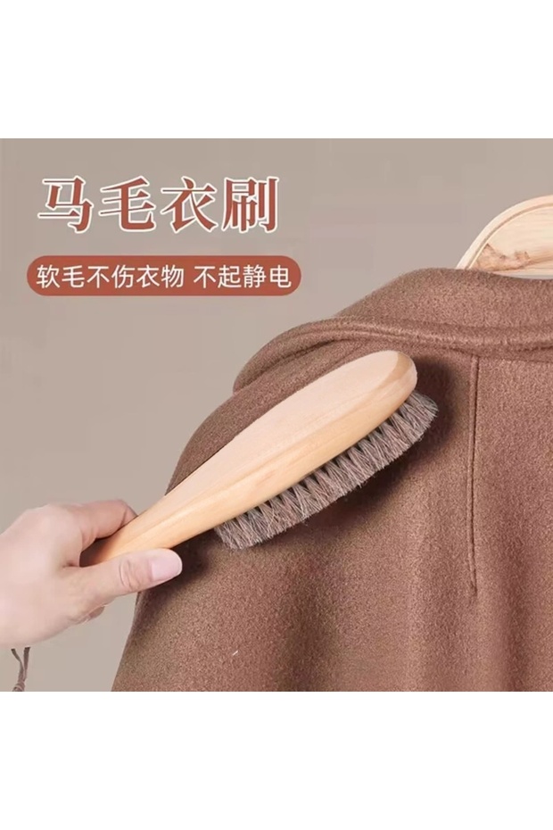 Light Brown Horse Hair Brush Wooden Handle Shoe Polish Brush Soft Horsehair Laundry Cleaning Brush T
