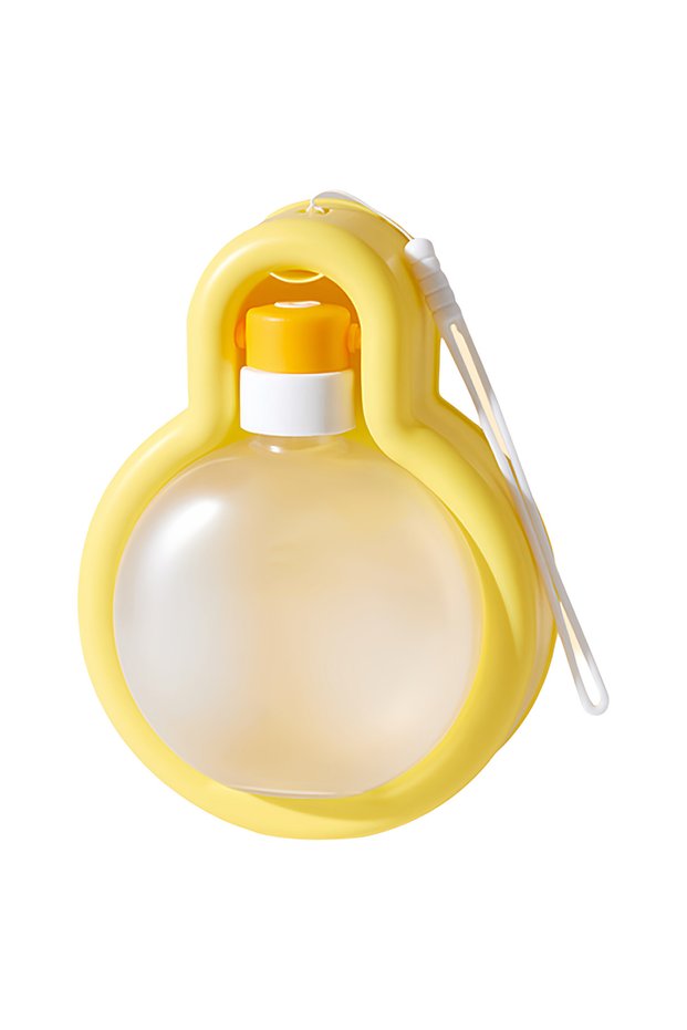 Yellow Pet Dog Outdoor Water Cup, Foldable Portable Travel Cup Water Dispenser, Cat Dog Walking Wate
