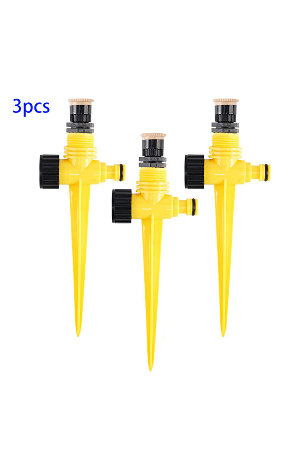 3pcs Yellow Garden Sprinkler 360° Rotation Irrigation Watering System Agriculture Ground Automatic T