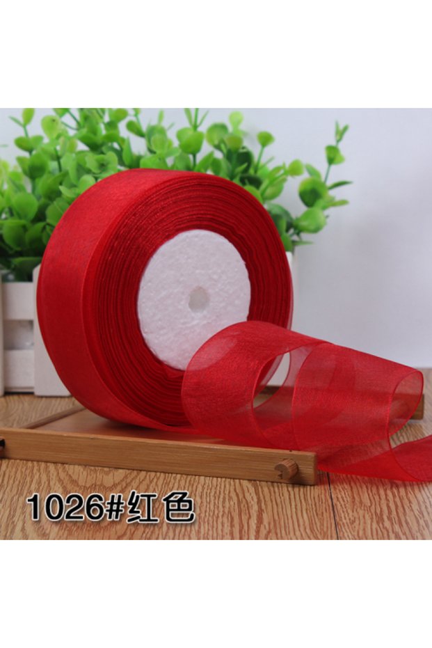 Organza 12mm Red 45meter/roll 12/15/20/25/40mm Organza Ribbons Wedding Christmas Birthday Party Deco