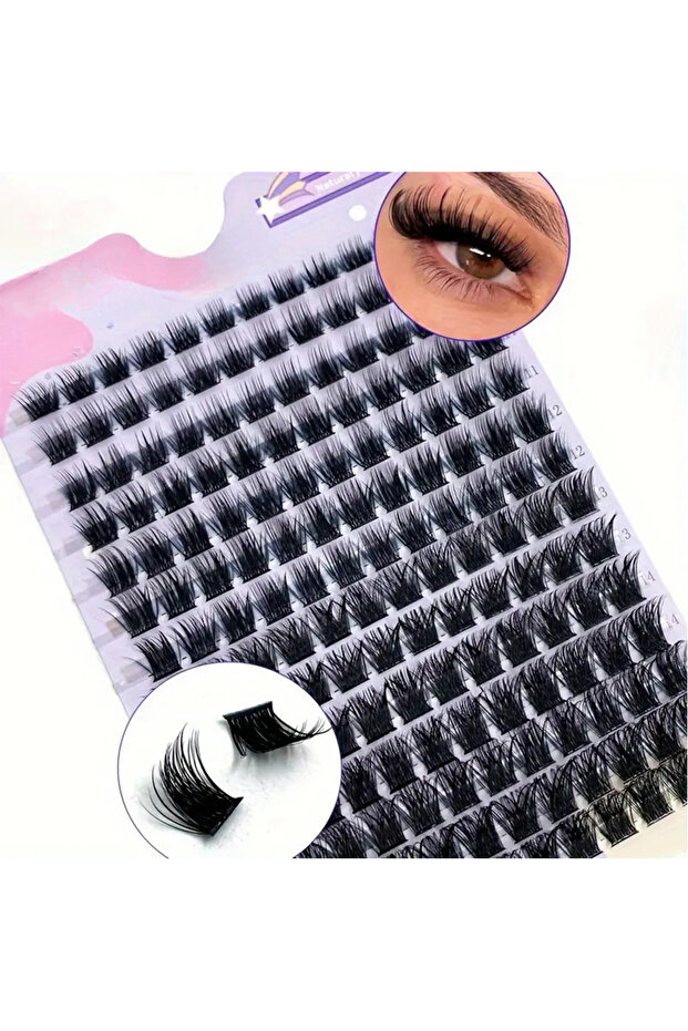 T50-ZiKa Faux Mink Eyelashes 168pcs Cluster Lashes 0.07mm D Curling 9-16mm Mix Natural Eyelashes Ext