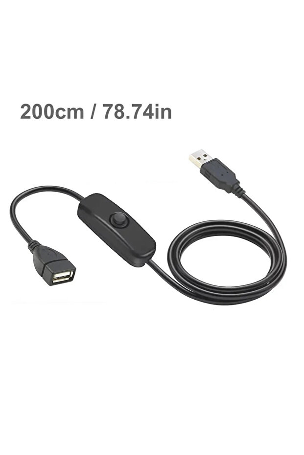 USB M to F 200cm USB Cable Extension Cord Data Sync Charger With Switch ON/OFF Cable Extension USB