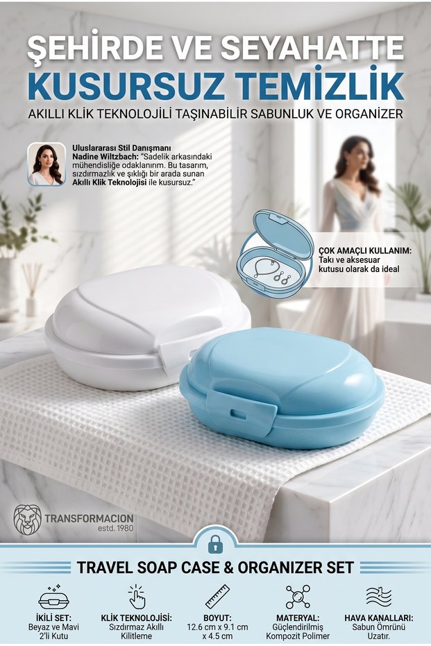 Modern Bathroom Design: Set of 2 Premium Leak-Proof Soap Dispensers with Lids - Hygienic Travel Box