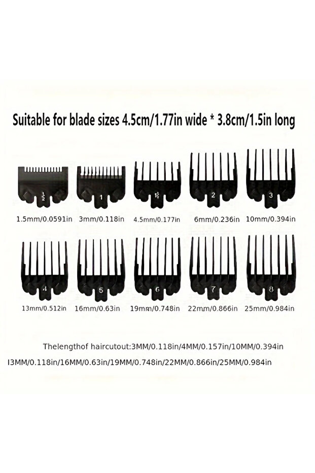 10pcs black 10Pcs Black Plastic Hair Clipper Limit Comb For Men Barber Hair Trimmer Cutting Guide Re