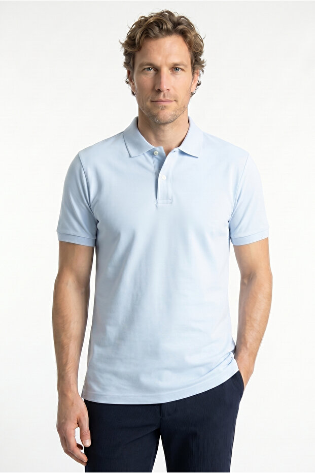 Polo Neck Slim Fit Embroidered 100% Cotton T-Shirt