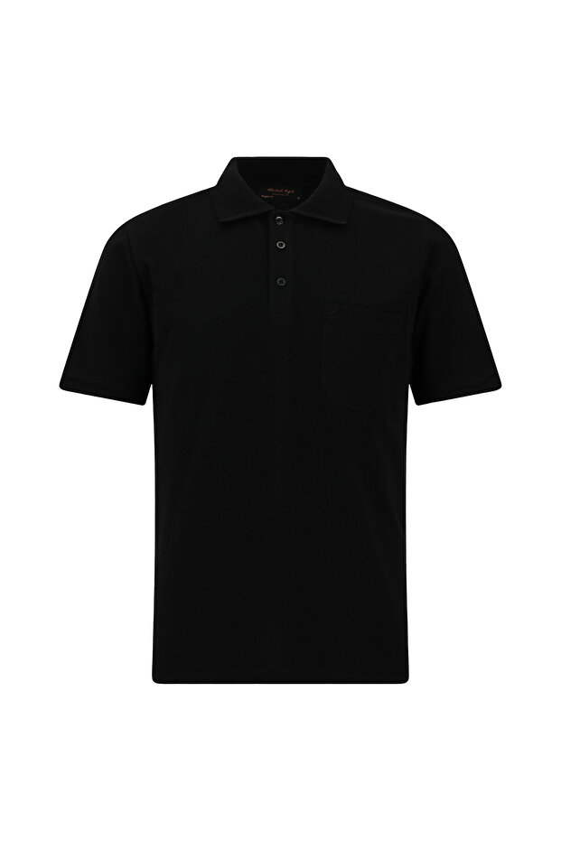 Regular Fit Embroidered Pocketed Cotton Non-Curling Polo Neck T-Shirt