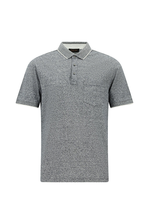 Regular Fit Striped Mercerized Cotton Linen Polo Collar T-Shirt