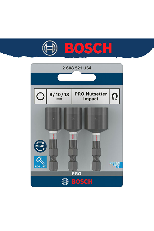 2608521U64 BOSCH 2608521U64 PRO Nutsetter Impact Cap Length 50MM Sturdy Durable Can Withstand High T