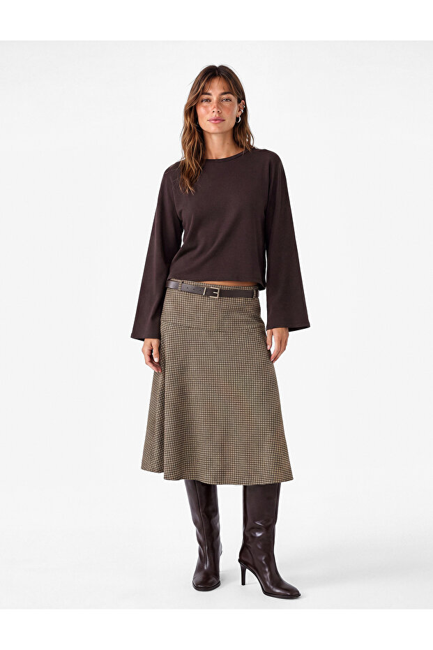 Cotton Long Wide Sleeve Crew Neck Oversize T-Shirt