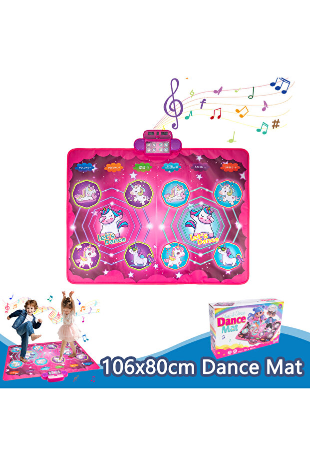 106x80cm Pink-box Kids Electronic Dance Mat Dancing Blanket Double Players Mode with 9 Levels Kid Fl