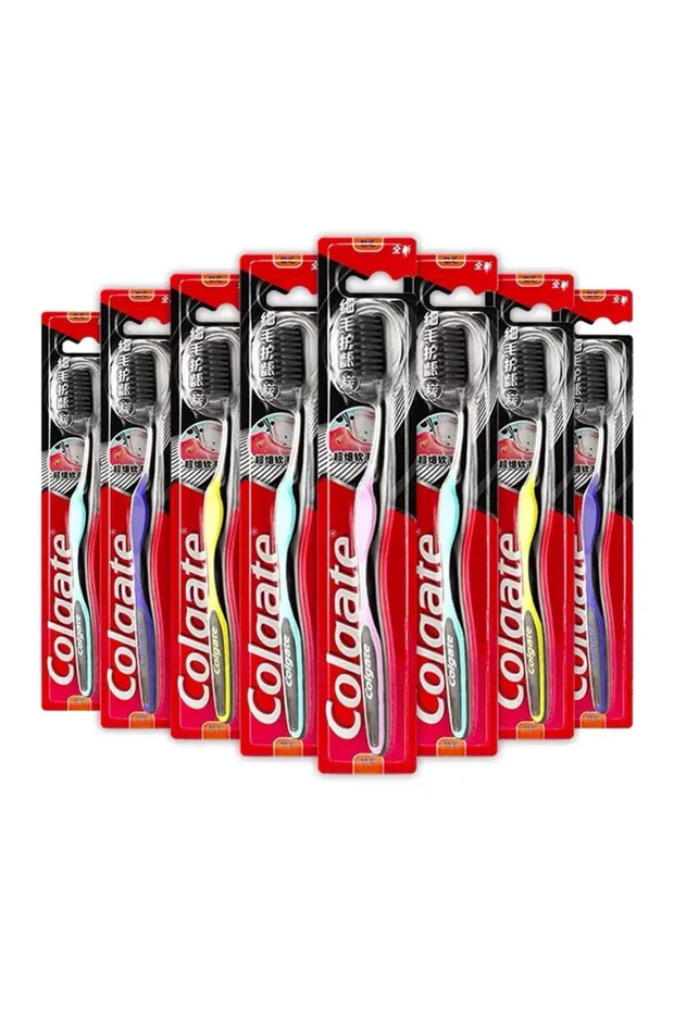 Colgate 8PCS Random Colgate 8PCS Random Colors Bamboo Charcoal Toothbrushes Soft Bristles Oral Healt