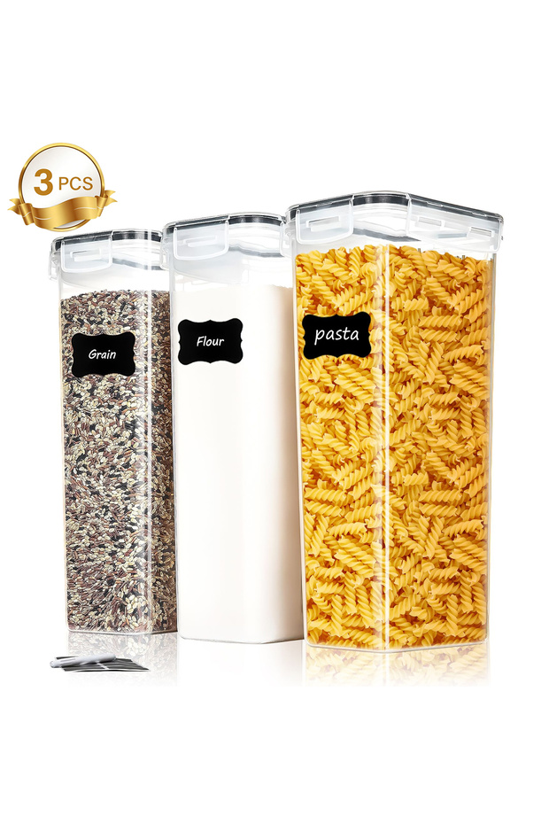 JB0082-1 3/6Pcs Airtight Food Storage Containers - 2.4L, Large for Pantry & Kitchen Organization,Fo