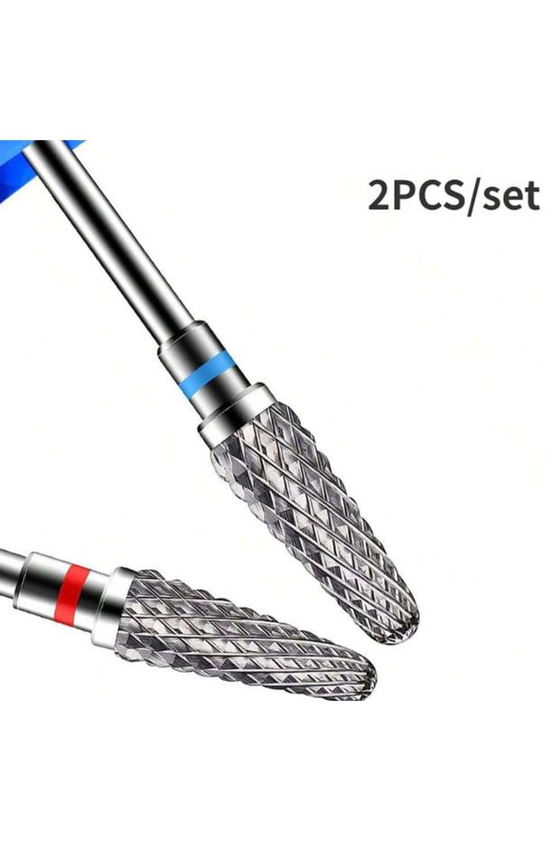2pcs 3/32" Carbide Nail Drill Bits Sets with Case, 2 Pack Safety Drill Bits Tech Cuticle Bit Fast R