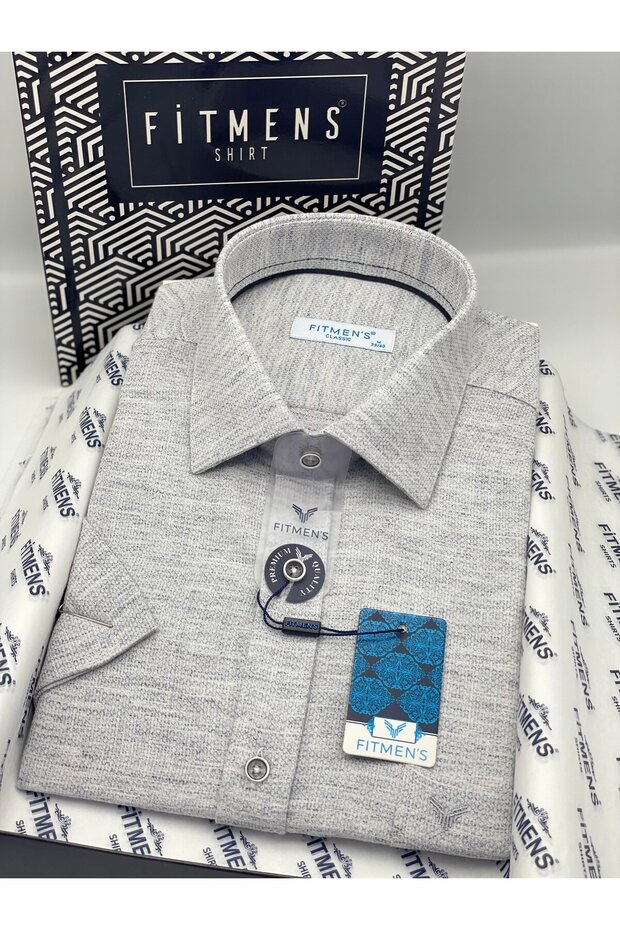 Classic Short Sleeve Eyelet Breathable Collar Button down Gift Boxed Men's Shirt Fs-004565 - Indigo
