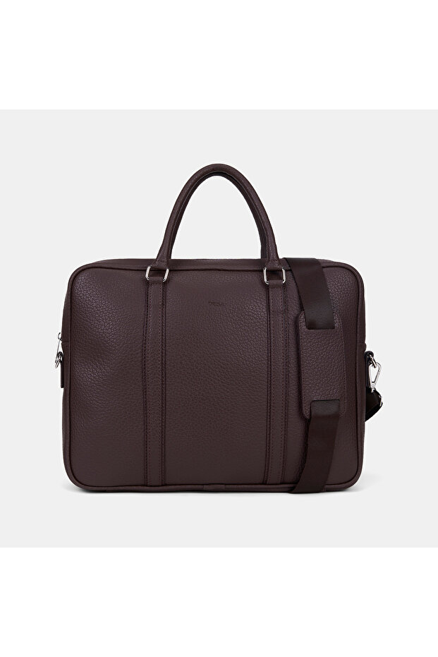 Men's Brown Shoulder Strap Briefcase - 1