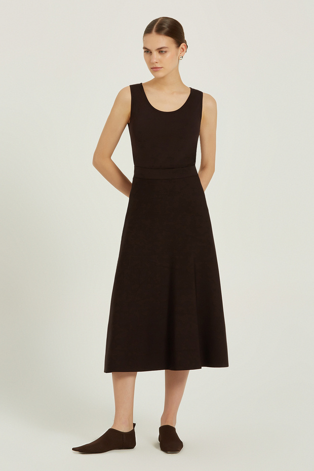 Bitter Brown A-Line Midi Skirt