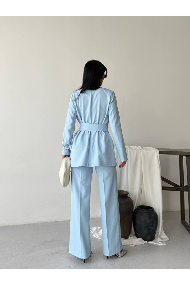 Premium Fit Kemerli Blazer Pantolon İkili Takım - 8