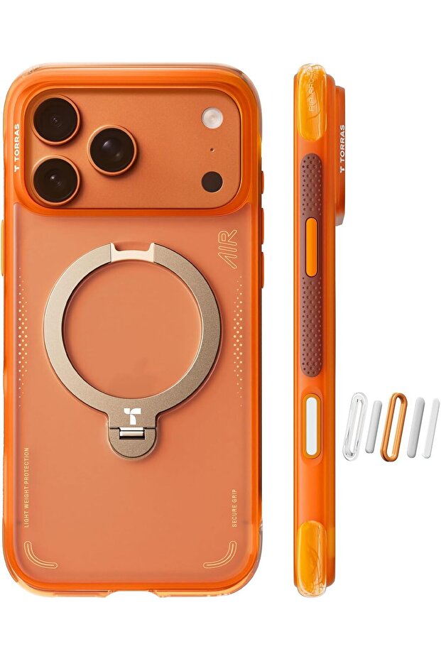 Ostand Q3 Air iPhone 17 Pro Max Case with 360°Rotating Magnetic Stand MagSafe Compatible, Orange