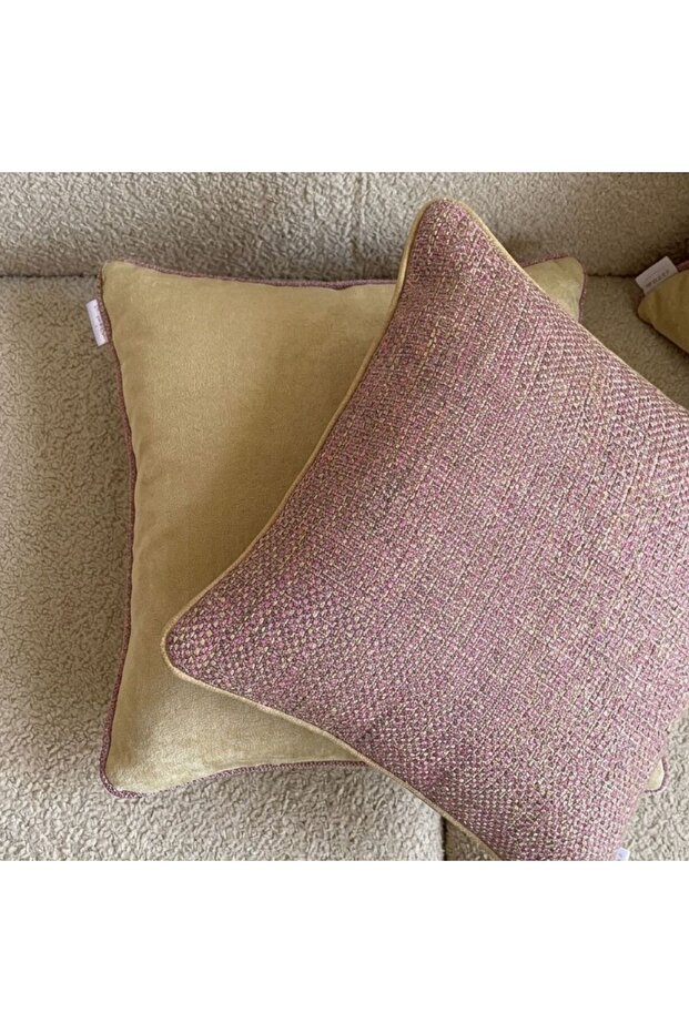 Butter Yellow & Linen Woven Set of 2 Throw Pillow Covers 45*45cm